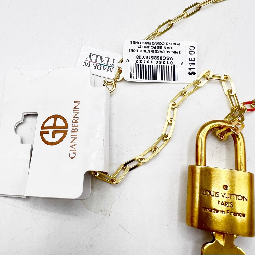 Louis Vuitton Lock & Key #315 on Giani Bernini Paperclip Link 18" Chain Necklace - Picture 5 of 17